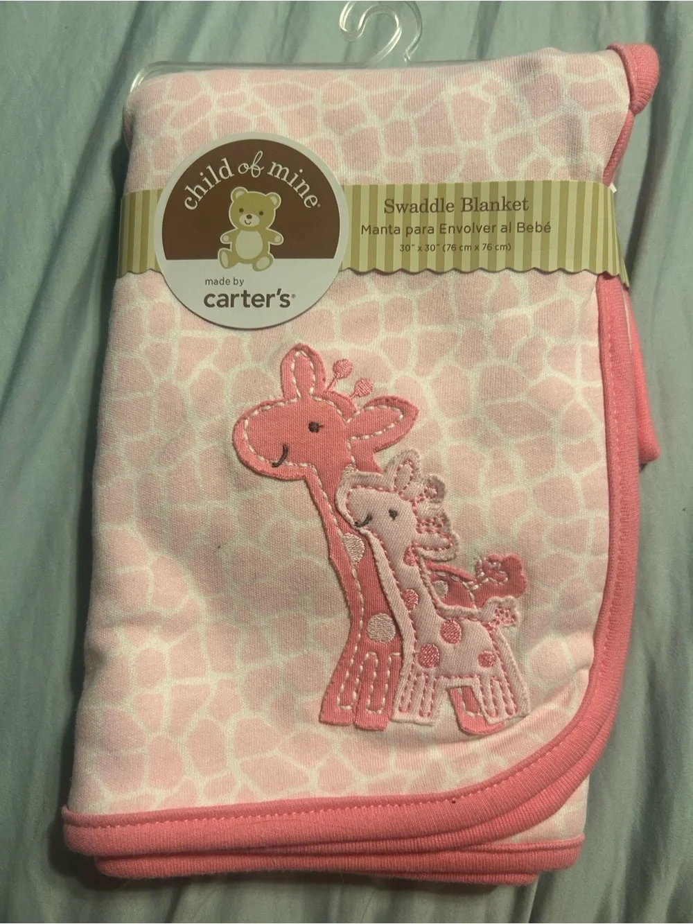 Carter's Pink Giraffe-Print Baby Swaddle Blanket